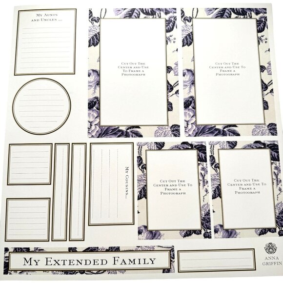 Anna Griffin 2003 Family Tree Album 12 Pages Only 12x12 Cut Aparts Frames RARE - Picture 7 of 15